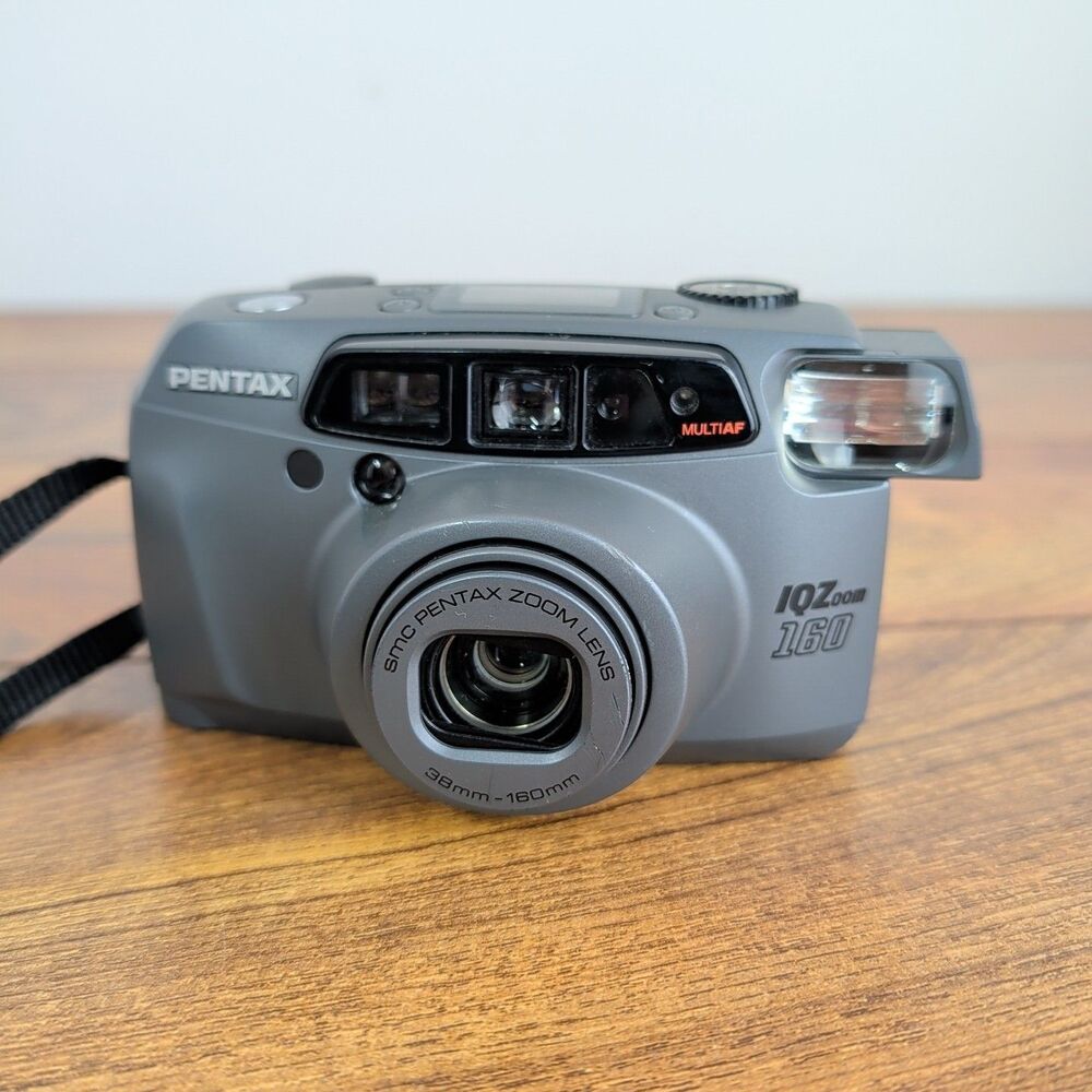 Pentax IQZoom 160 35mm Point & Shoot Film Hand Held Camera Vintage tested READ